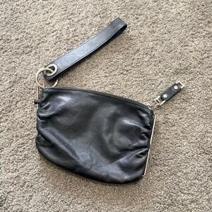 Diesel Black Leather Wristlet Pouch Clutch Bag Silver Hardware Only The Brave